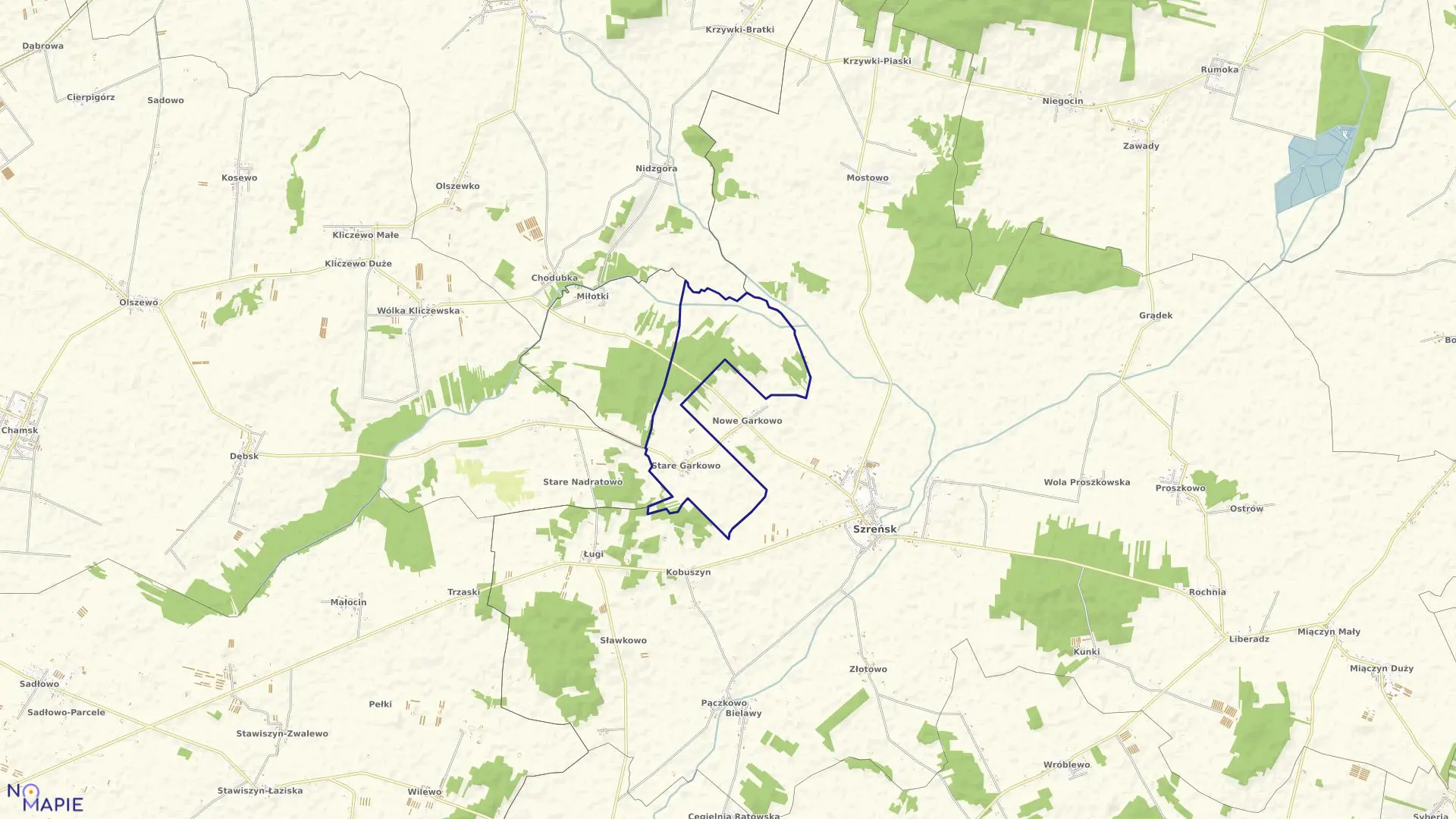 Mapa obrębu STARE GARKOWO w gminie Szreńsk